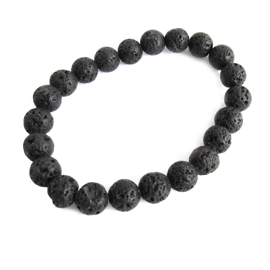 Lava Stone Bead Bracelet (8mm) Stretchy - One Size
