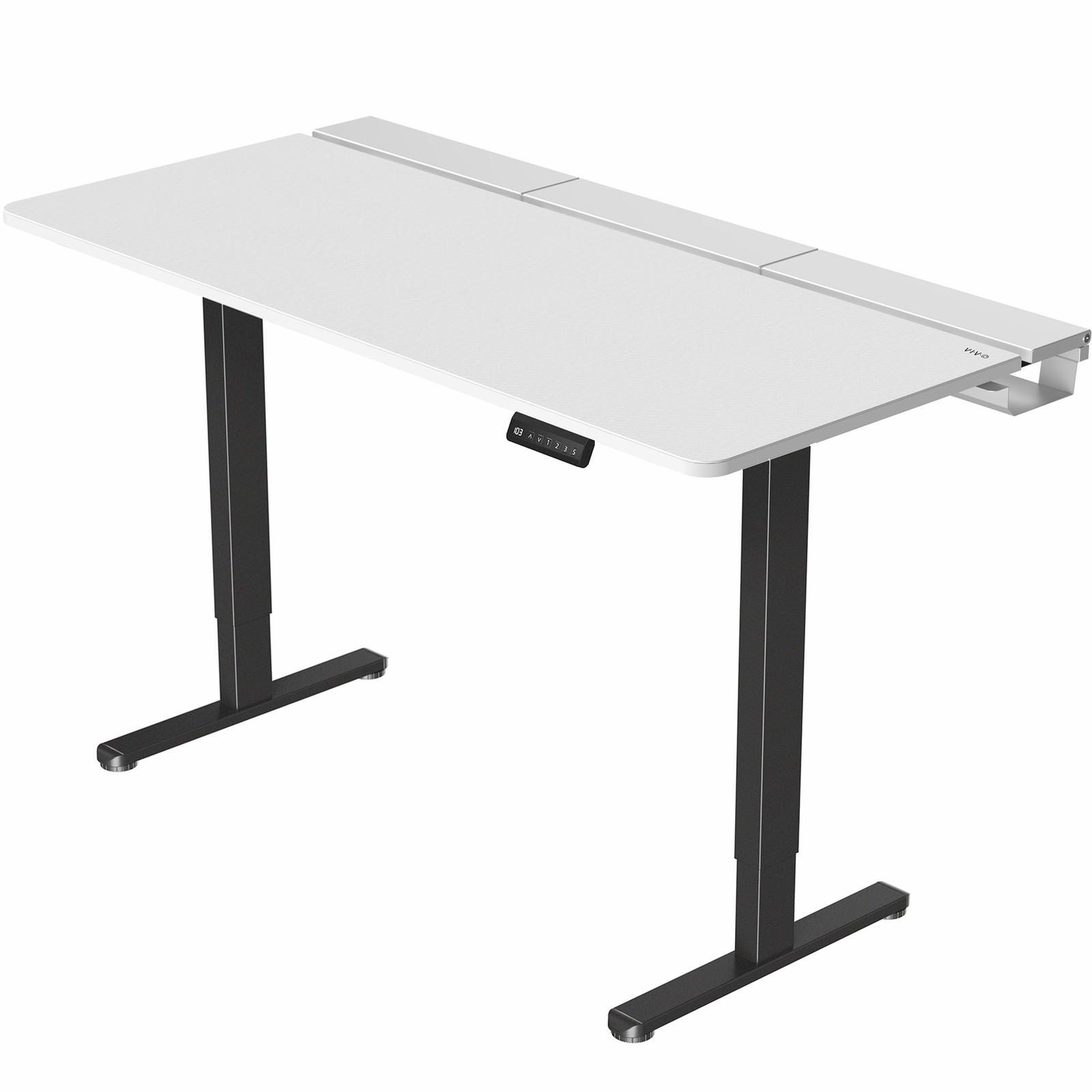 VIVO Electric 60" x 30" Desk, Full Pad, White Hidden Cable Tabletop, Black Frame