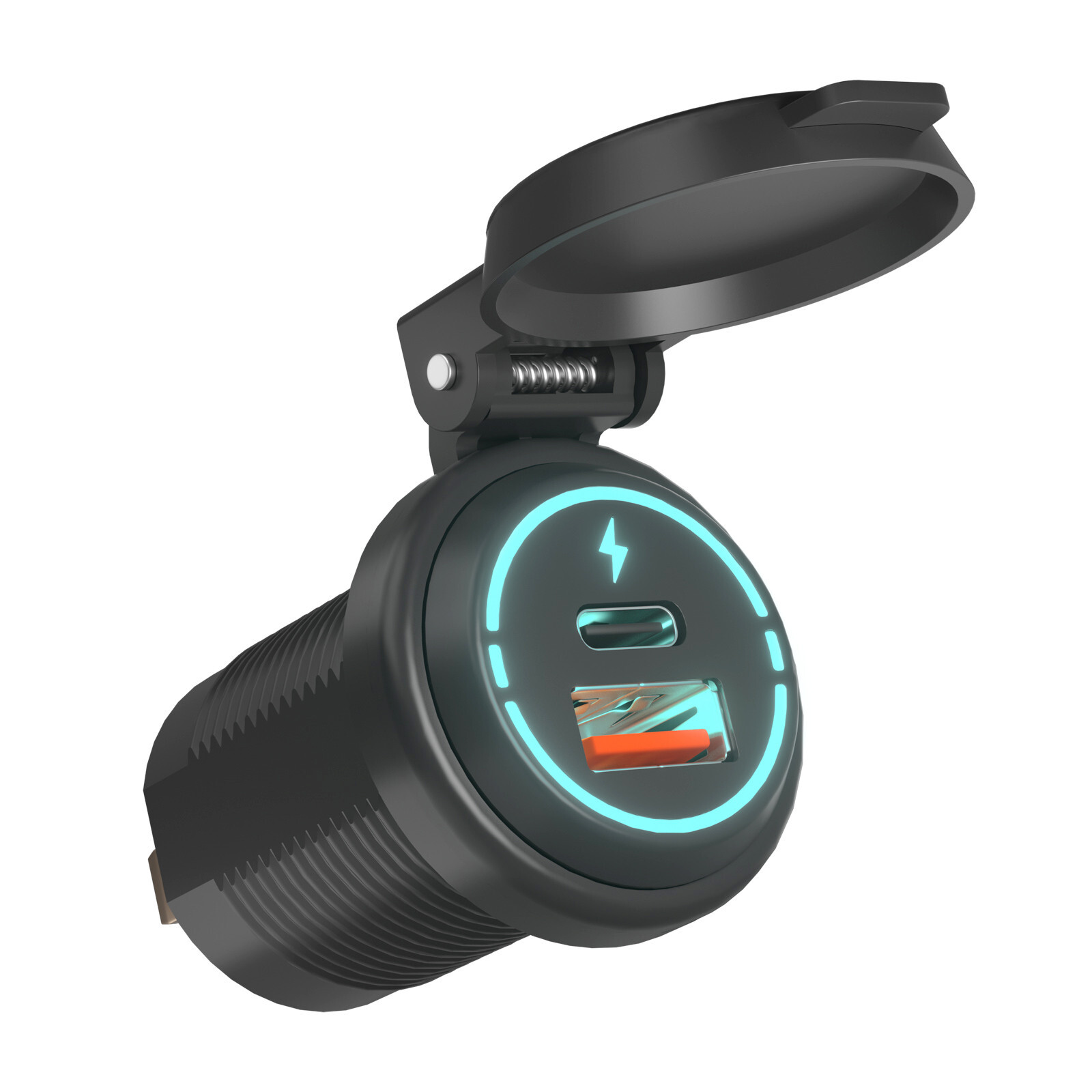 Quick Charger Car Cigarette Lighter Socket Dual USB Type-C Port Charging Power