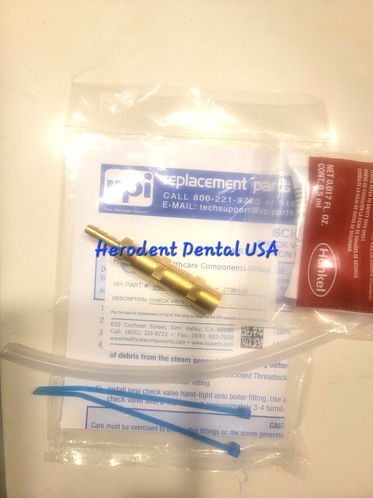 Scican Statim G4 and 2000/5000 CHECK VALVE KIT RPI Part #SCK011