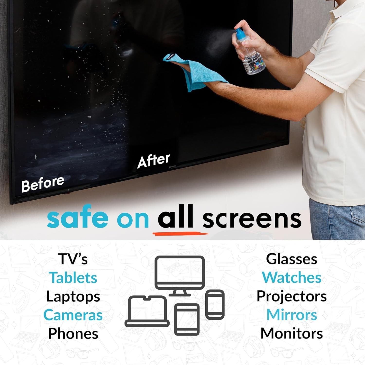 Effortless Screen Cleaning Solution - 10oz Kit for TVs, Phones & Tablets
