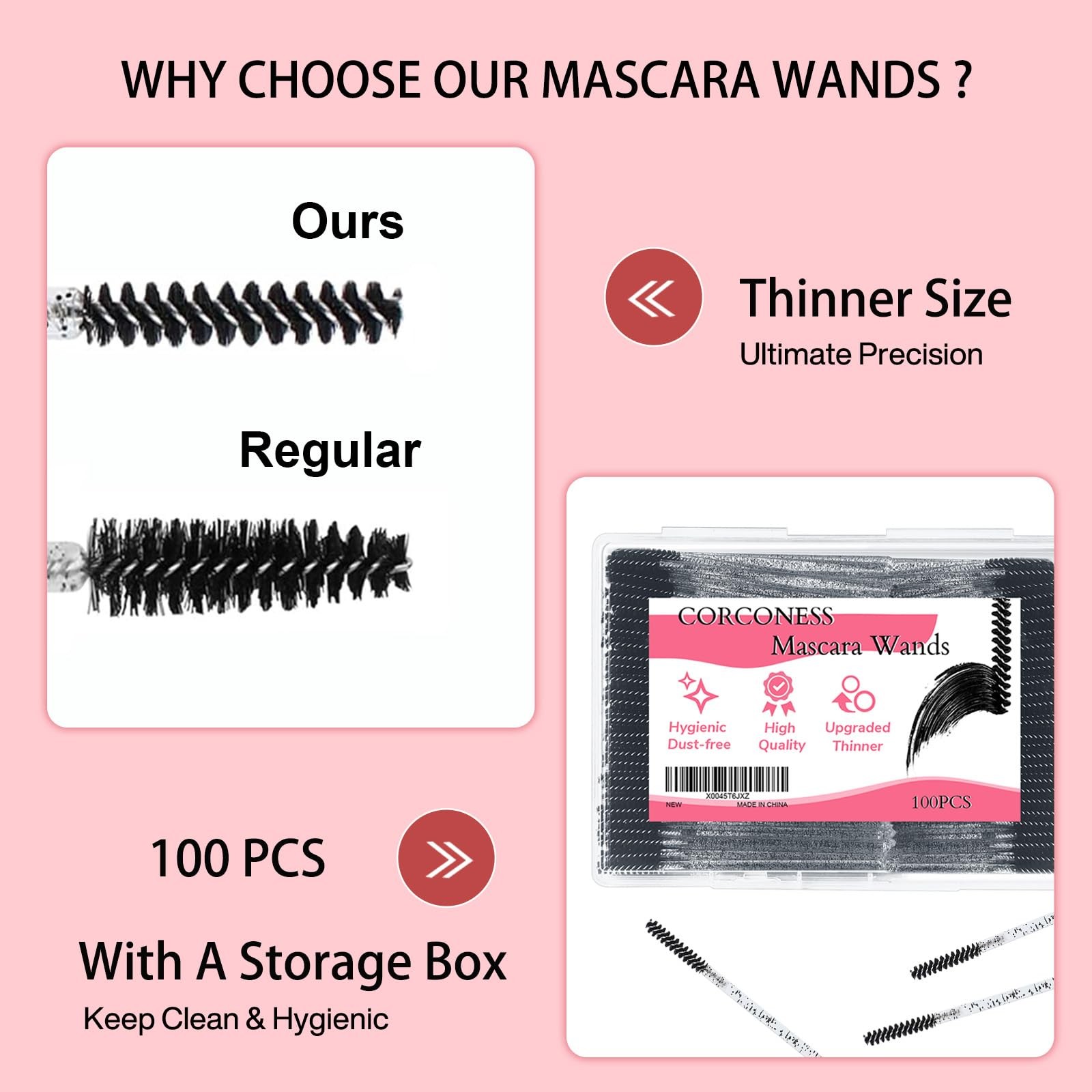 100 Pcs Mini Disposable Lash Spoolies for Eyelash Extensions and Brows