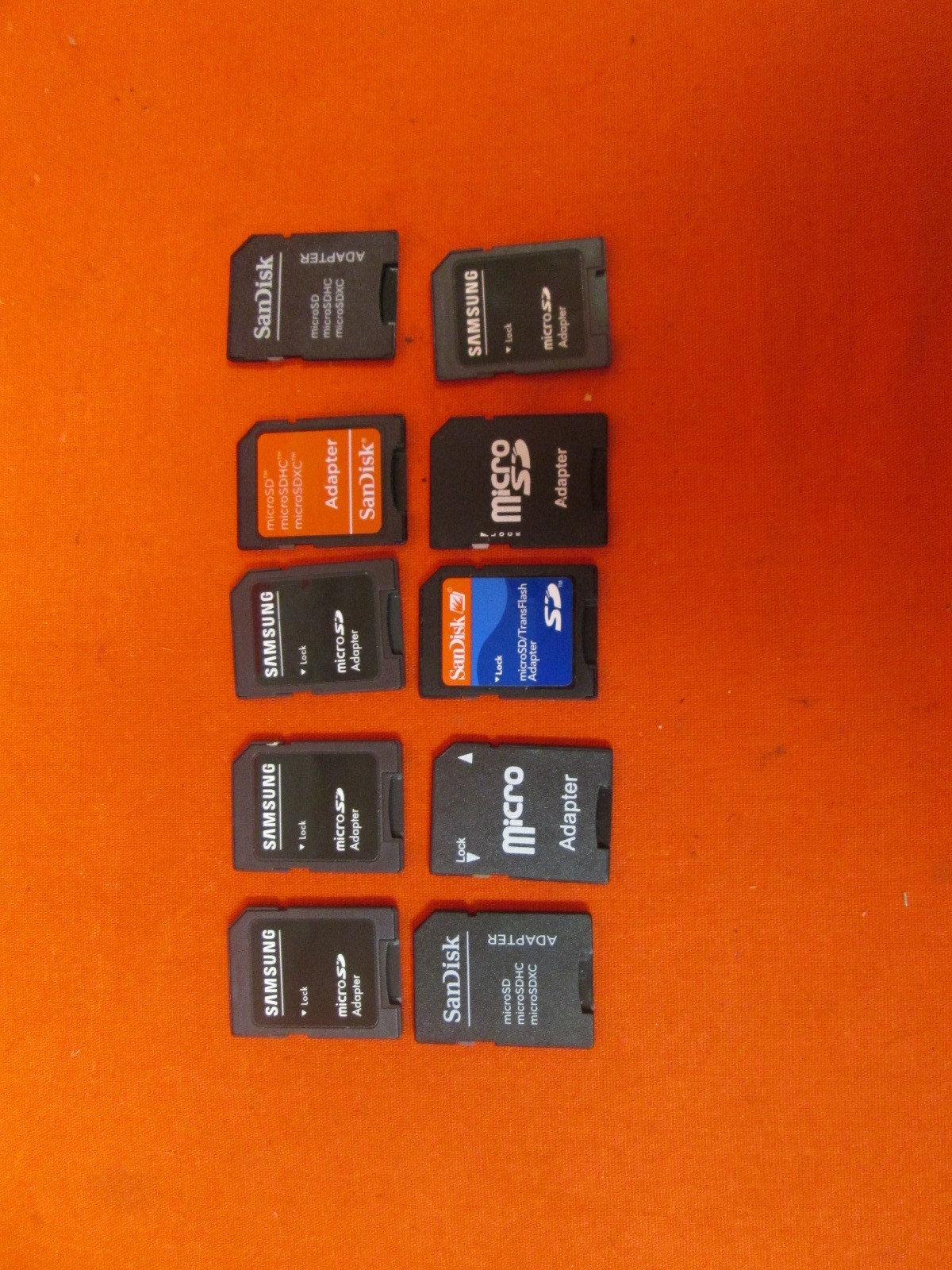 Lot Of 10 Micro SD To SD Memory Card Adapters Very Good 1001