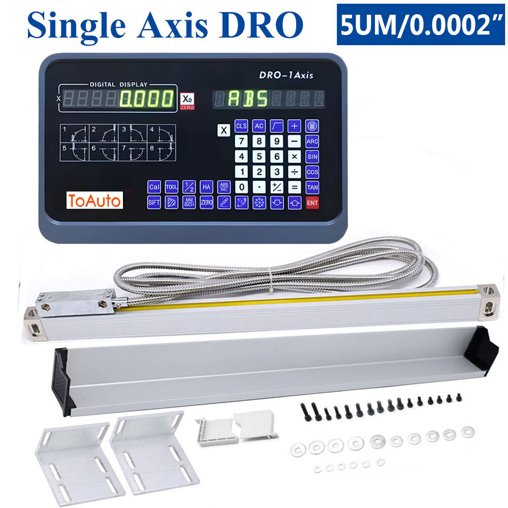 1 Axis DRO Digital Readout 5um Linear Glass Scale 100-2000mm for CNC Mill Lathe