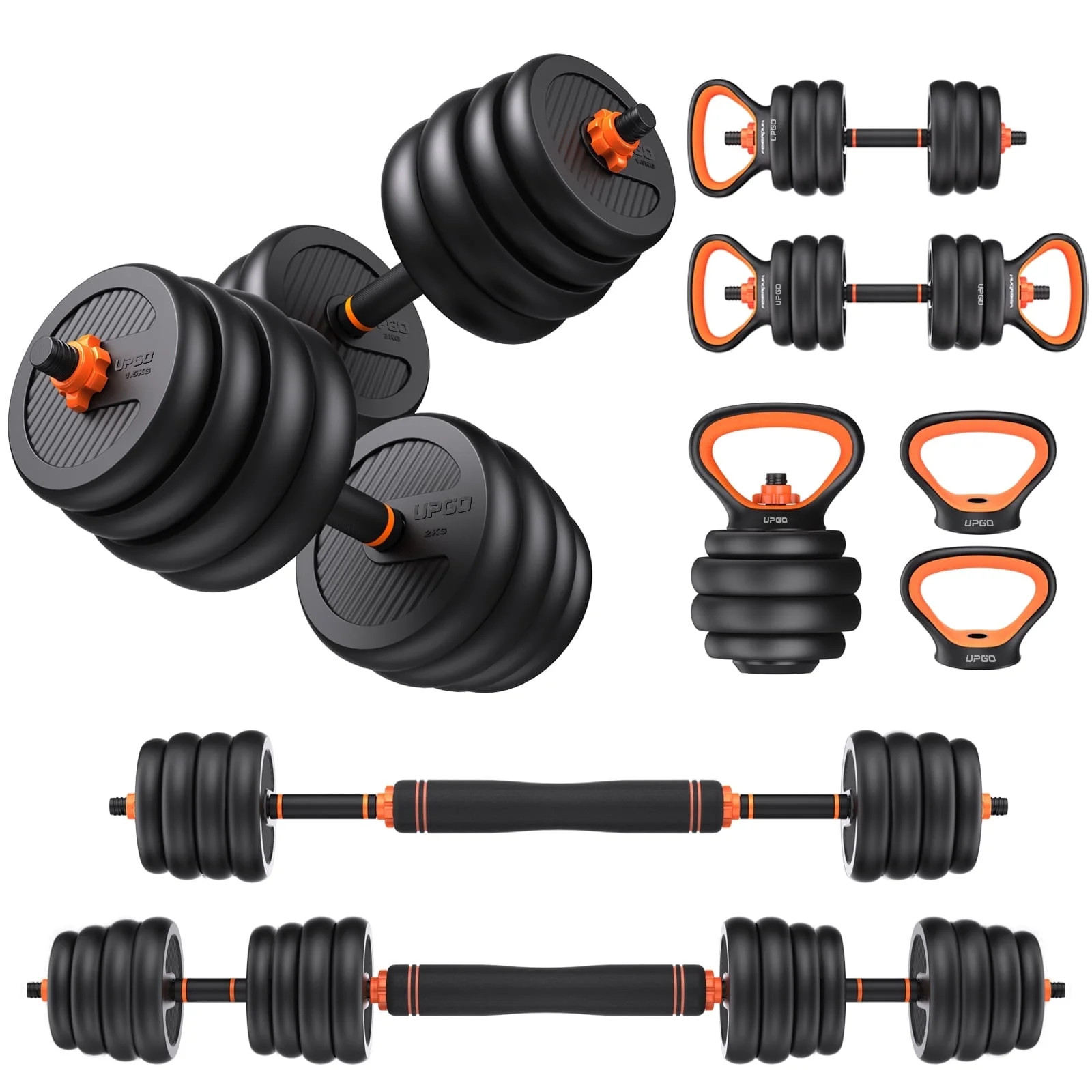 UPGO 70Lbs Adjustable Dumbbells Set - 6 In 1 for Home Gym Workouts