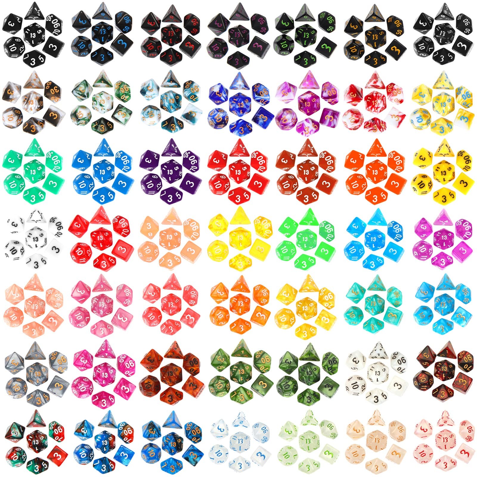 350 Pcs Compatible with DND Dice Sets Bulk Polyhedral Dice with Drawstring Ba...