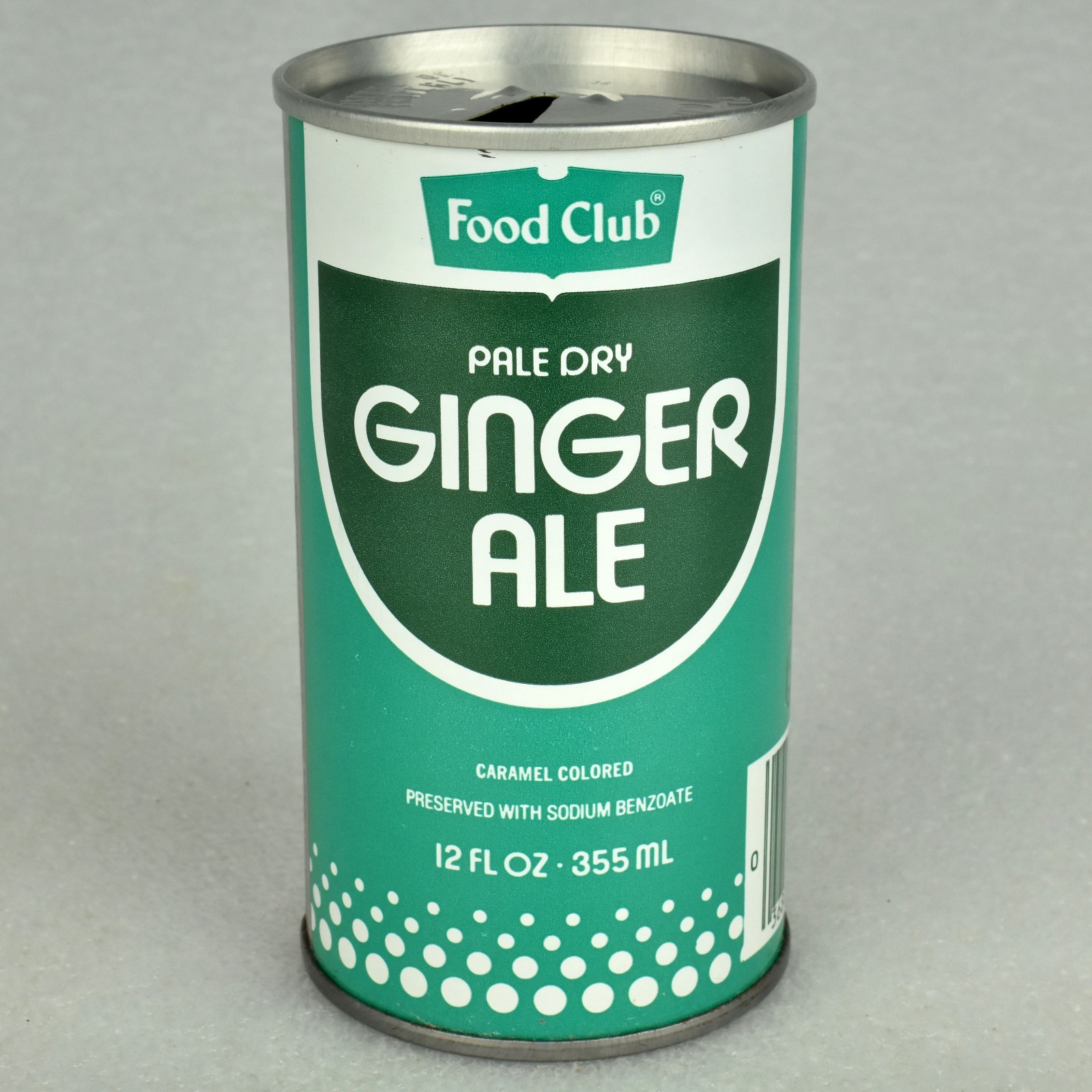 VTG 1970s Food Club Ginger Ale Soda Pop Can 12oz Straight Steel Skokie Illinois