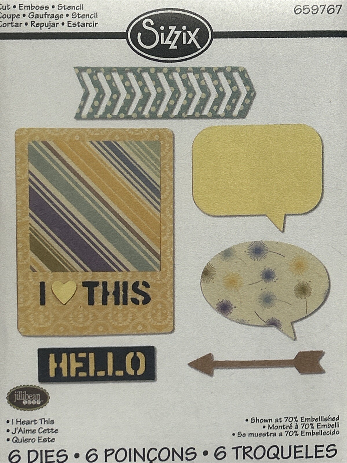 Jillibean Soup Sizzix Die Set I Heart This 659767