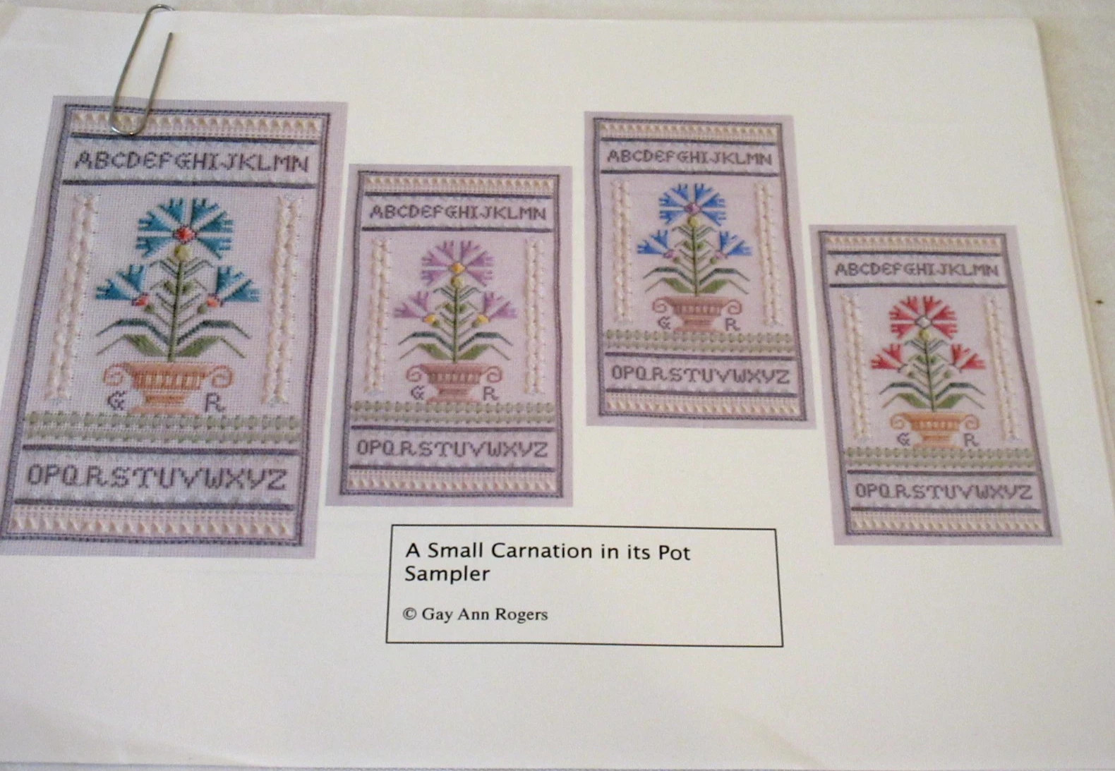 Gay Ann Rogers A SMALL CARNATION IN ITS POT SAMPLER Needlepoint Pattern