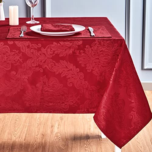 Rectangle Table Cloth Linen Farmhouse Stainproof 70" x 52" (Rectangular) Red
