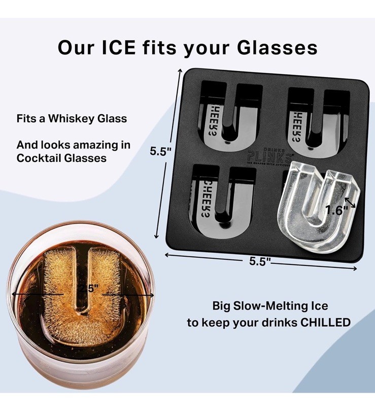 Customized Letter U Monogram Ice Cube Mold - Silicone Drink Plinks, NEW
