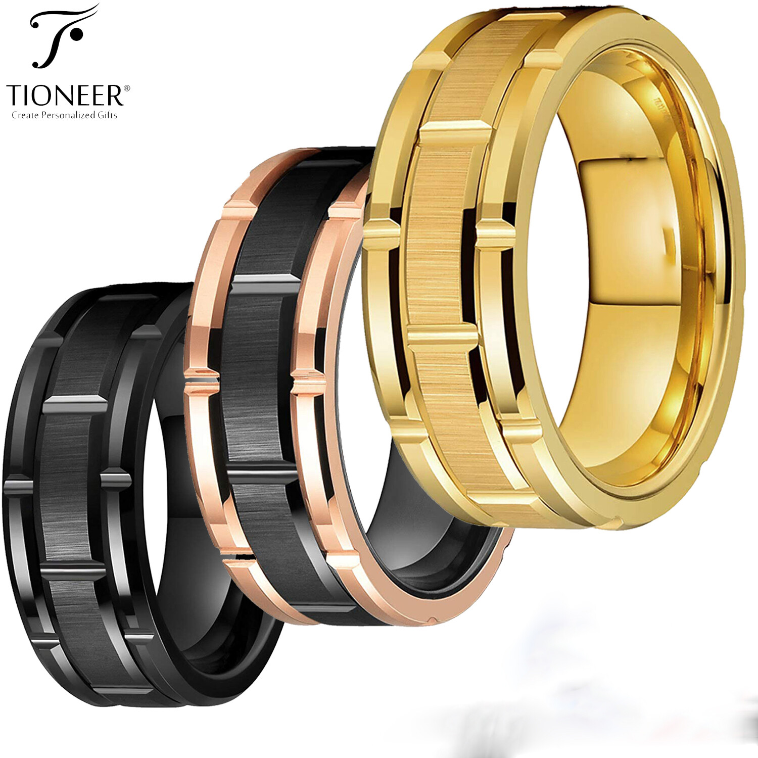 Tungsten Carbide Wedding Band Ring Classic Mens 8mm Brick Pattern FREE ENGRAVING