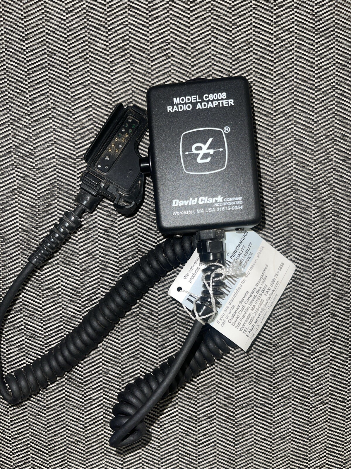 David Clark 40763G-02 Model C6008B Radio / Headset PTT Adapter