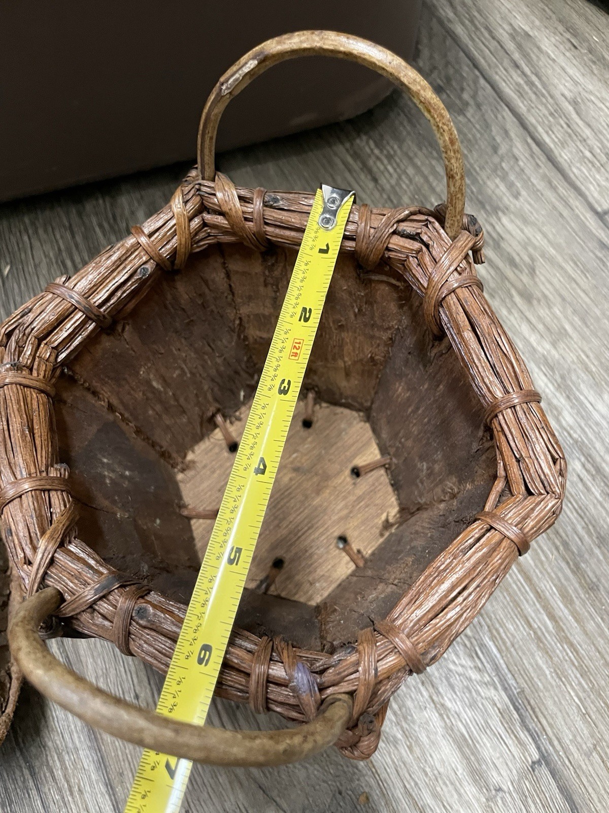 Handmade Baskets Rustic Lot Of 2 Tree Bark & Vine Brown 2 Sizes