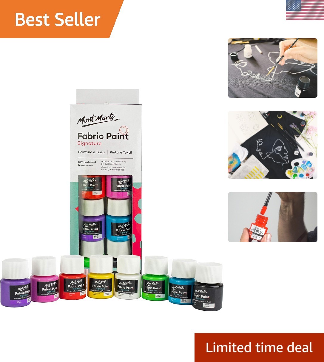 Fast-Drying Permanent Fabric Paint Set - 8 Colors for Multiple Surfaces