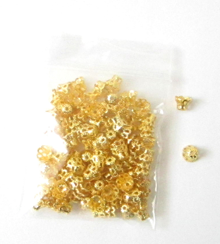 6  X  5 MM BELL  BEAD CAPS-GOLDTONE-PKG OF 200 TERRIFIC DEAL