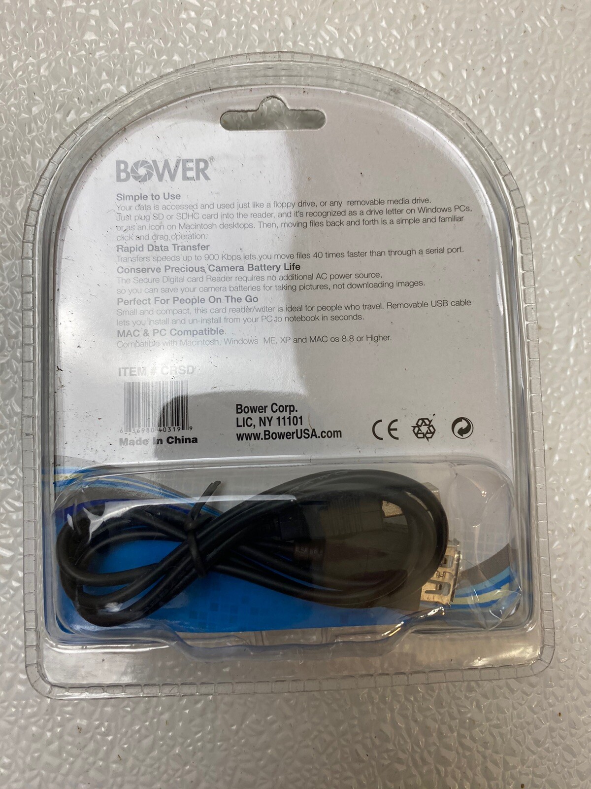 BOWER Secure Digital Card SD Reader/Writer USB 2.0 CRSD