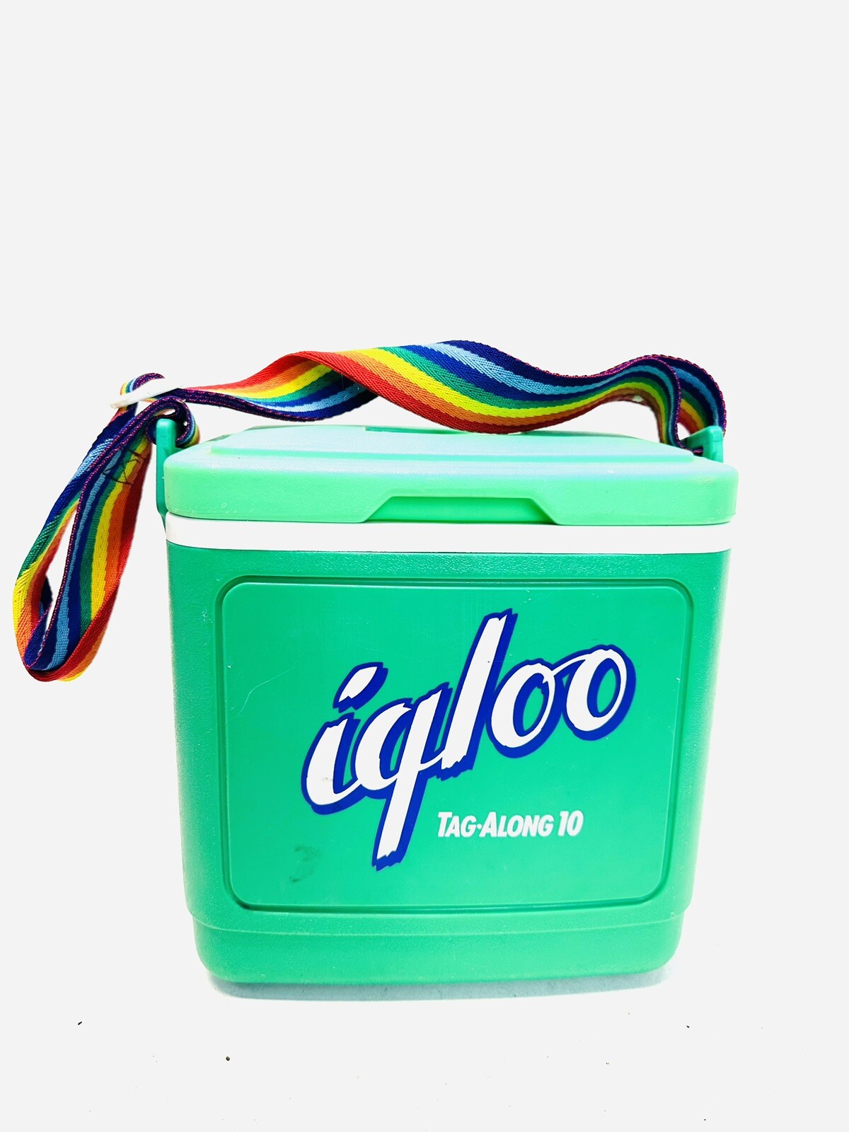 Igloo Tag Along 10 Cooler Vintage 1992 Green Rainbow Carrying Strap Retro Cool