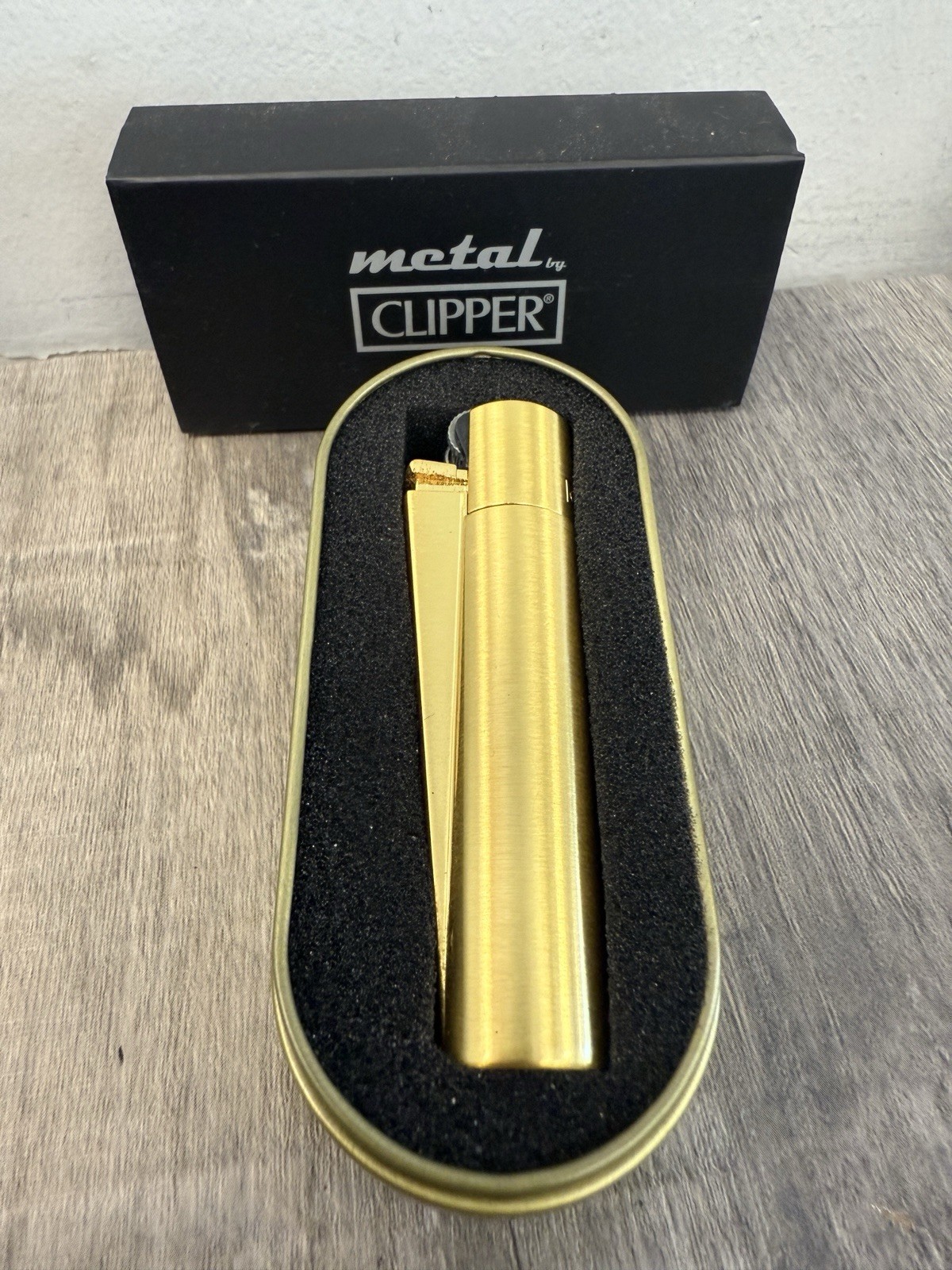 Metal Clipper Lighter (BRUSHED GOLD) With Gift Box Refillable AUTHENTIC
