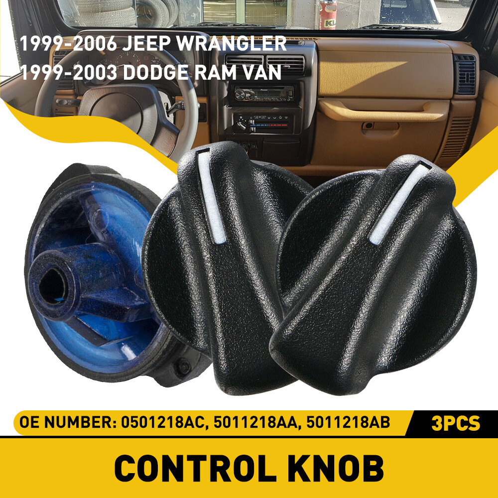 For 1999-2006 Jeep Wrangler Set of 3 AC Temperature Climate Control Knob Switch