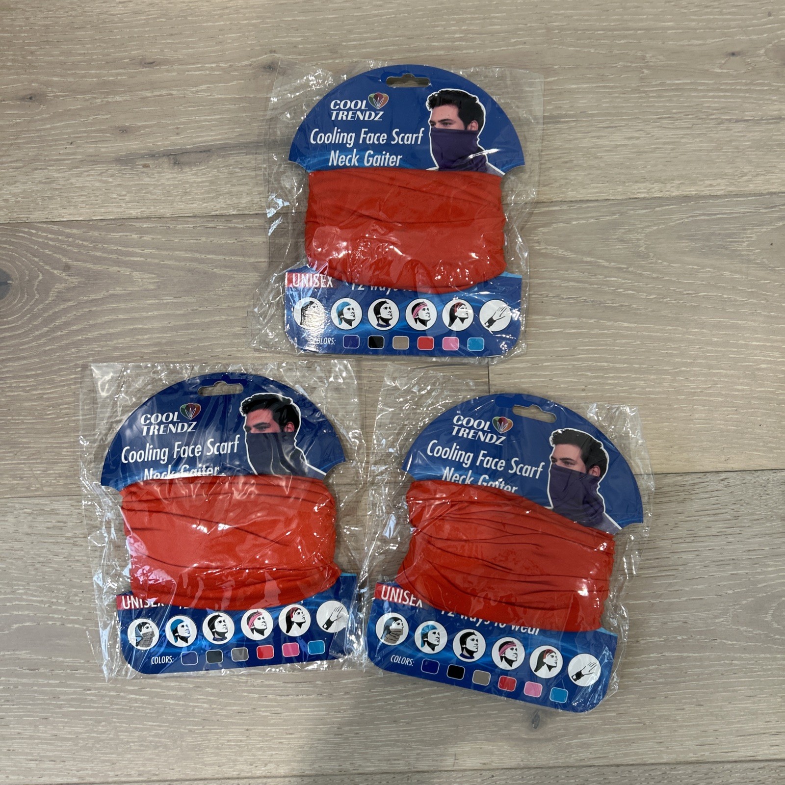 3 Pack COOL TRENDZ Cooling Face Scarf Neck Gaiter  - RED - NEW!!