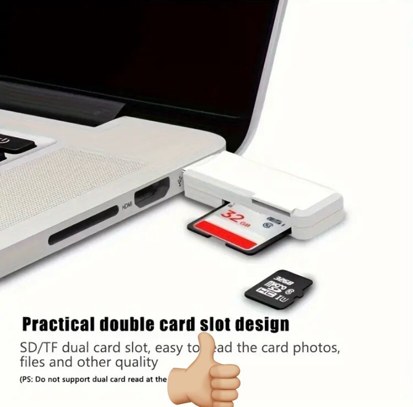 SD XC Micro Card Reader USB to SD Micro SD TF Smart Memory Card Adapter (White)