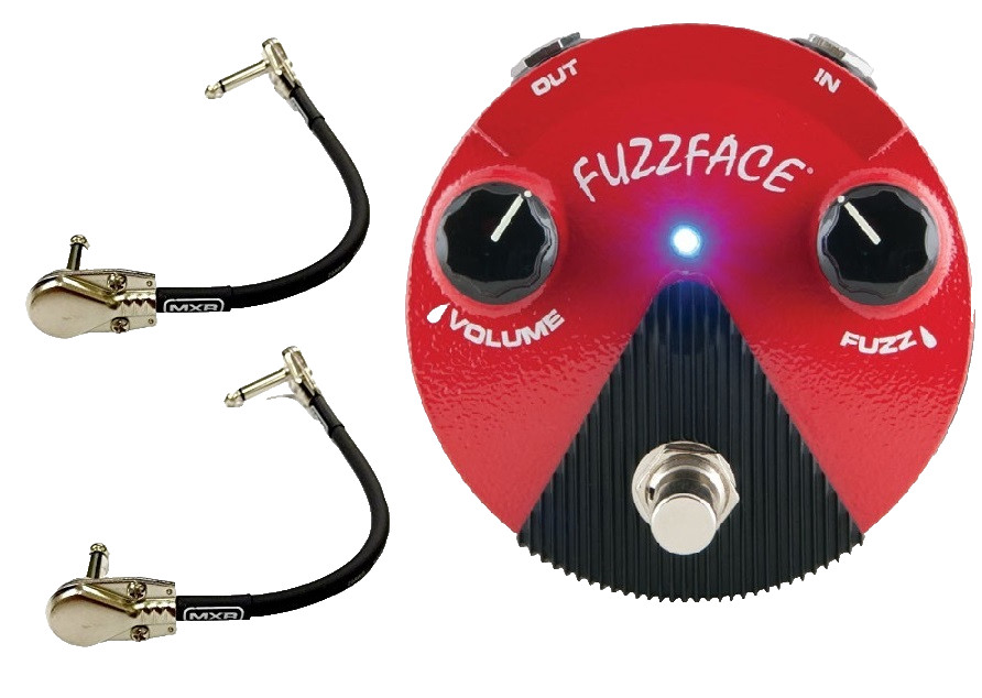 Dunlop Germanium Fuzz Face Mini Red Guitar Pedal FFM2 ( 2 MXR PATCH CABLES )
