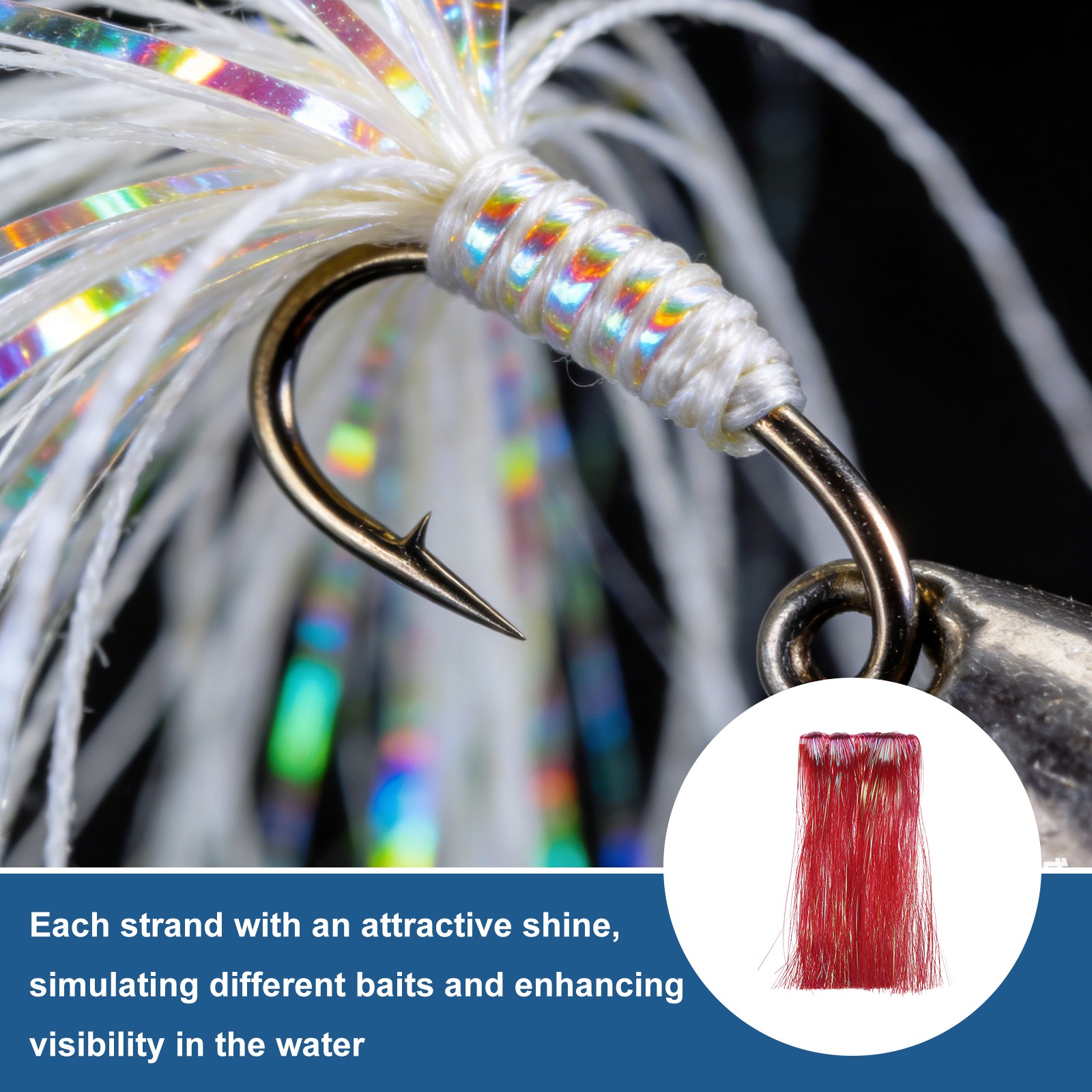 Fly Tying Materials, Crystal Flash 10 Pcs & 12 Inch & Red & PE