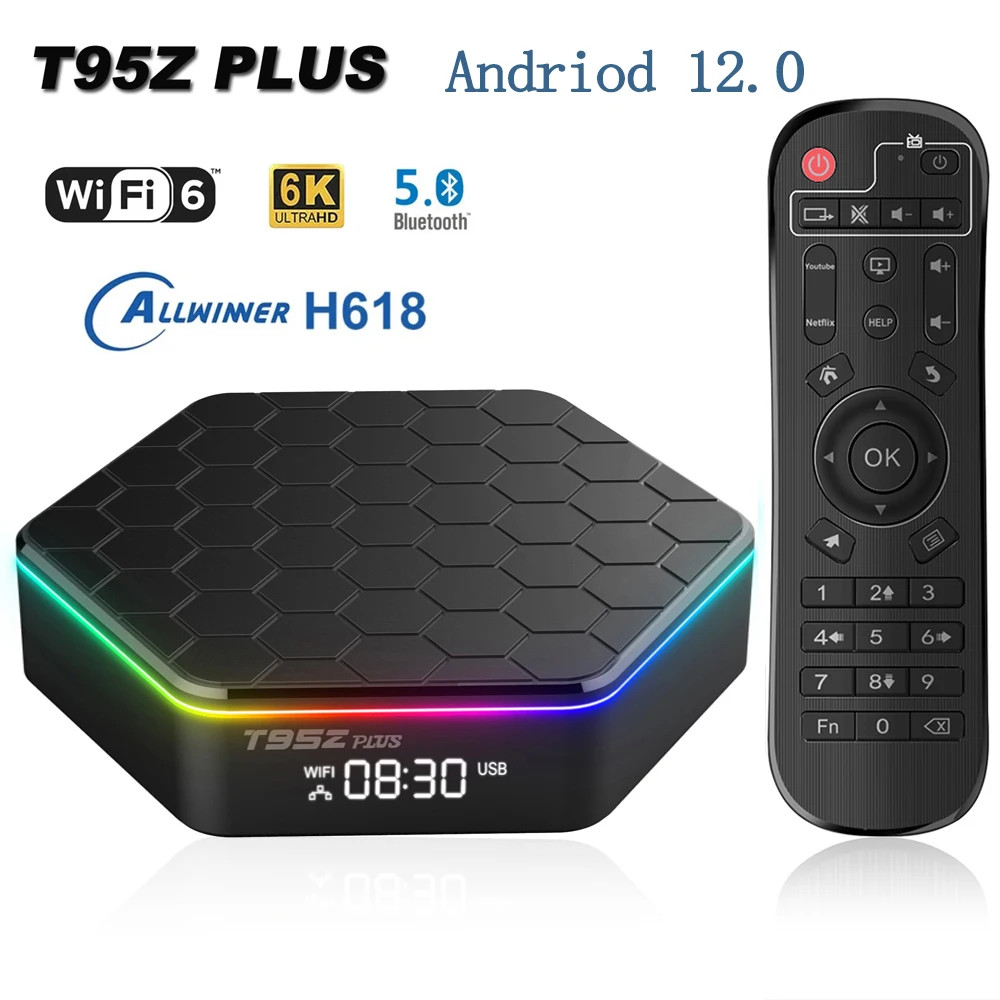 T95Z Plus Smart Tv Box Android 12 6K DECODING 2.4G/5G BT5.0 WIFI6 3D Voice32gb 6