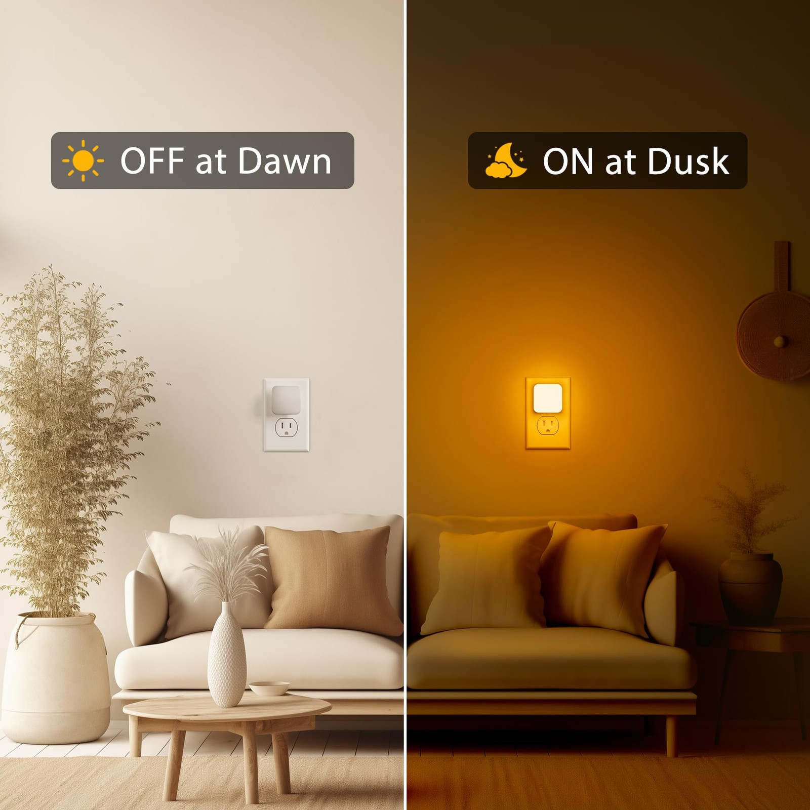 Amber Night Lights Plug into Wall, Nightlights With Light Sensor Dusk to Dawn...