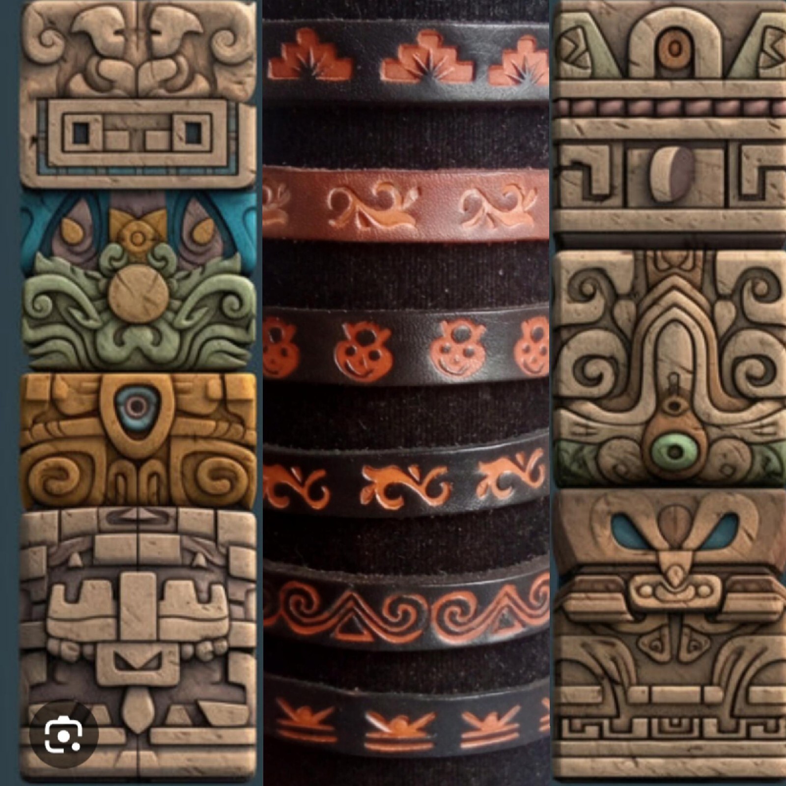 Handmade Genuine Leather Bracelet For Men With Symbols Inca Culture Unique
