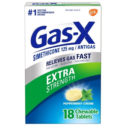 GasX Chewables Extra Strength Peppermint Creme 18 Tablets Each