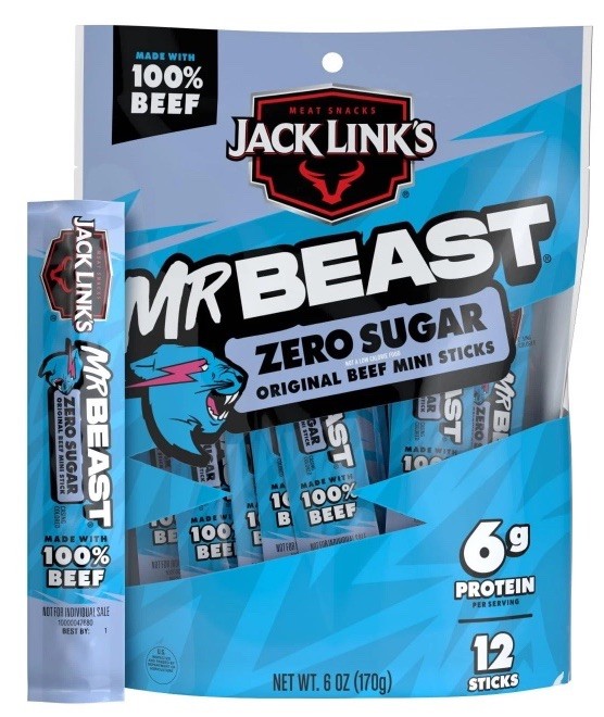 Jack Links Mr. Beast Original Beef Mini Sticks Zero Sugar Lot Of Two! 24 Sticks