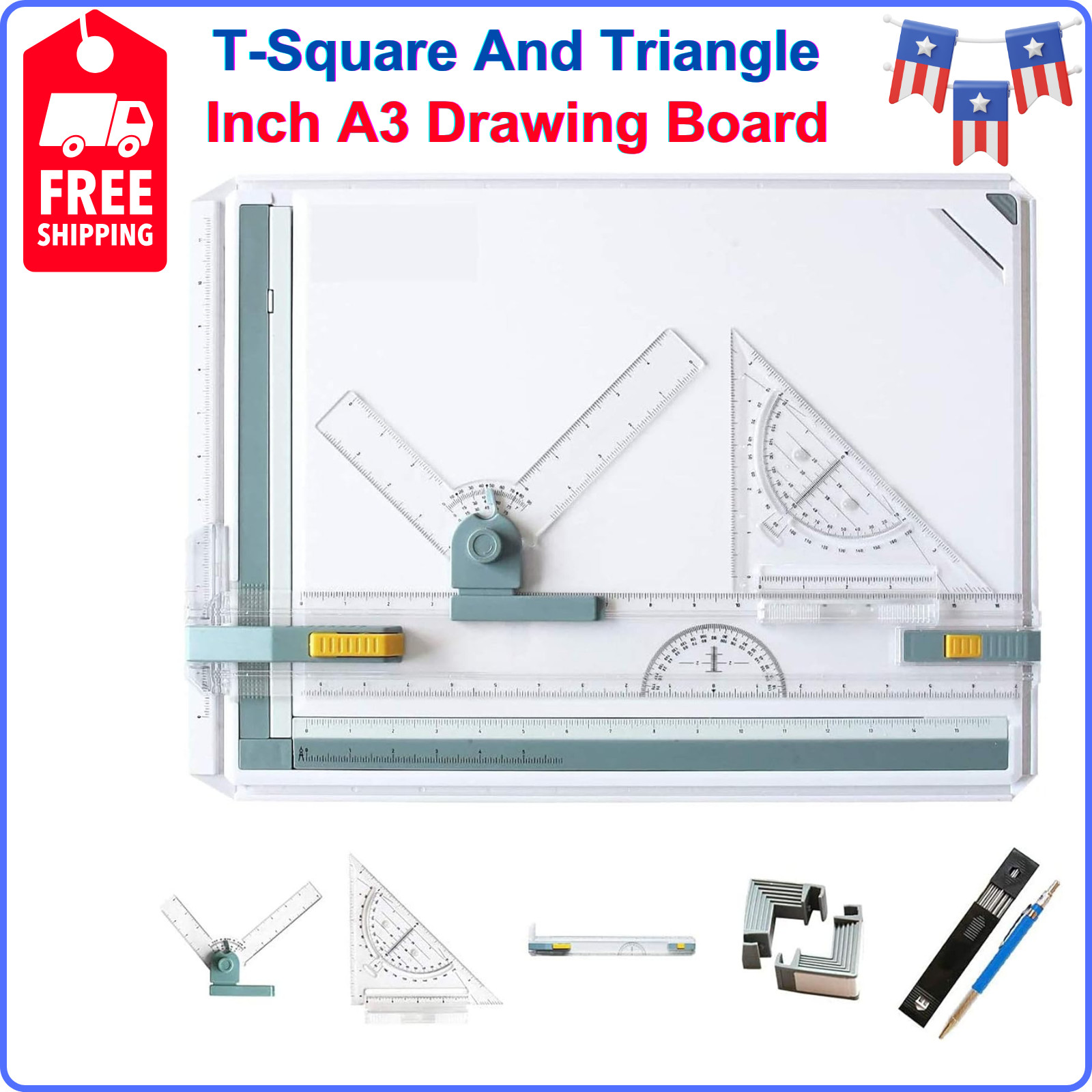 A3 Drawing Board Drafting Table Multifunctional Drawing Board Table w Clear Rule