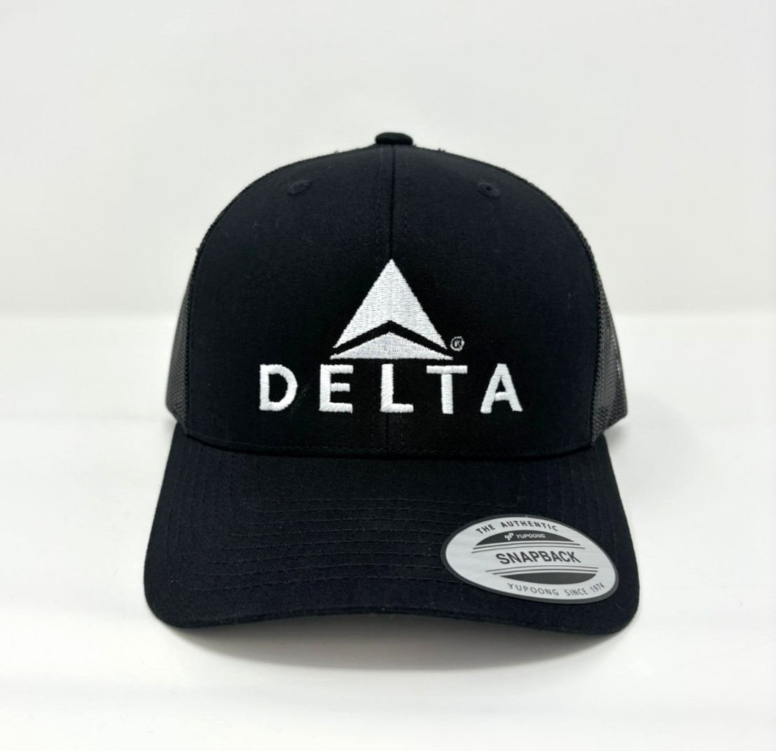 Delta Airline White Logo US Aviation Embroidered Trucker Cap Black Hat