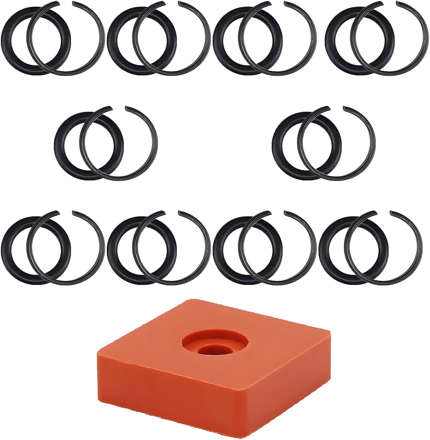 [10-Pack] 3/8" Impact Wrench Retaining Ring Clip with O-Ring & Retainer Black
