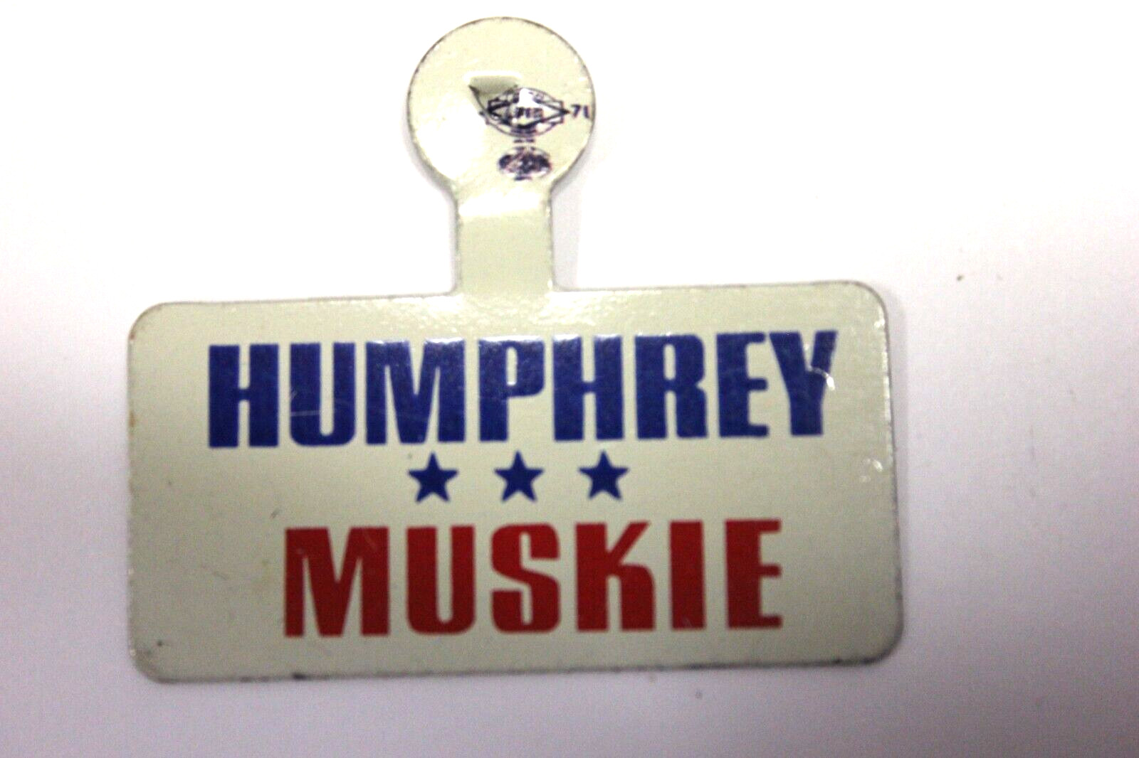 1968 Humphrey Muskie Campaign Lapel Button Pin Fold Over Tab Vintage