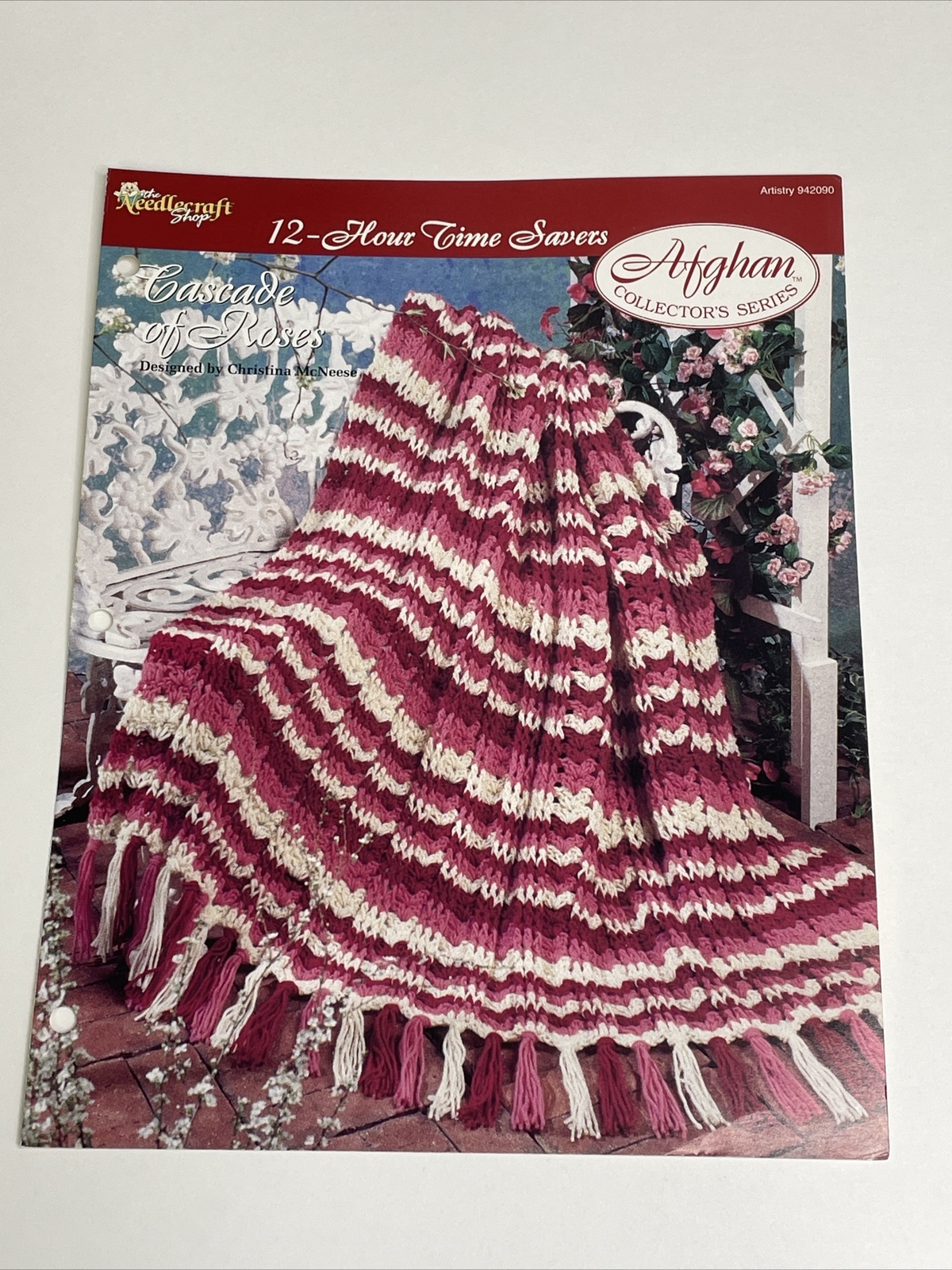 Cascade of Roses Afghan 12 Hour Crochet Pattern Card Needlecraft Shop