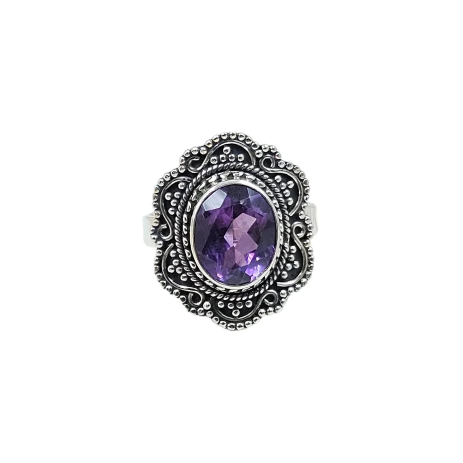 African Amethyst Solid 925 Sterling Silver Ring 8