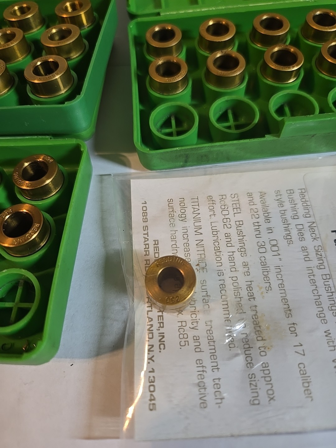 REDDING TITANIUM NITRIDE NECK SIZE BUSHING VARIOUS SIZES (SOLD INDIVIDUALLY)