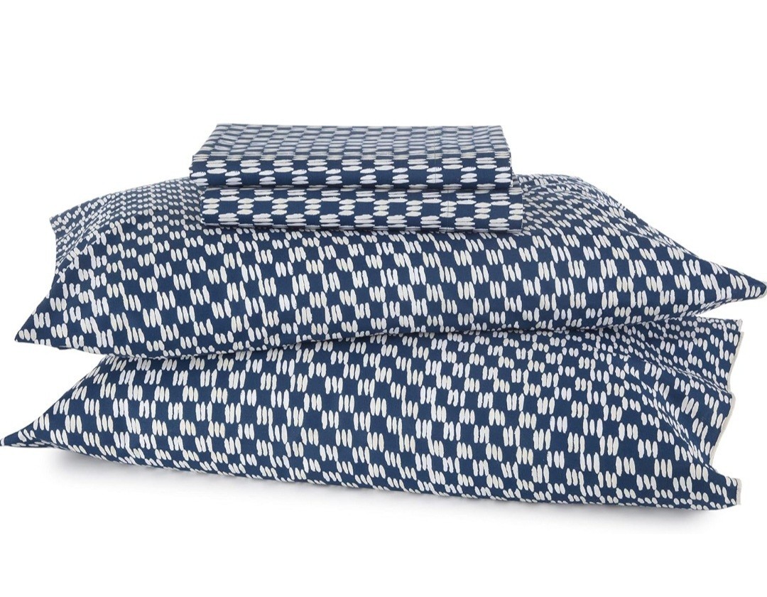New KING Sheet Set 100% Cotton NOVOGRATZ by Utica Petite Painted Check Blue