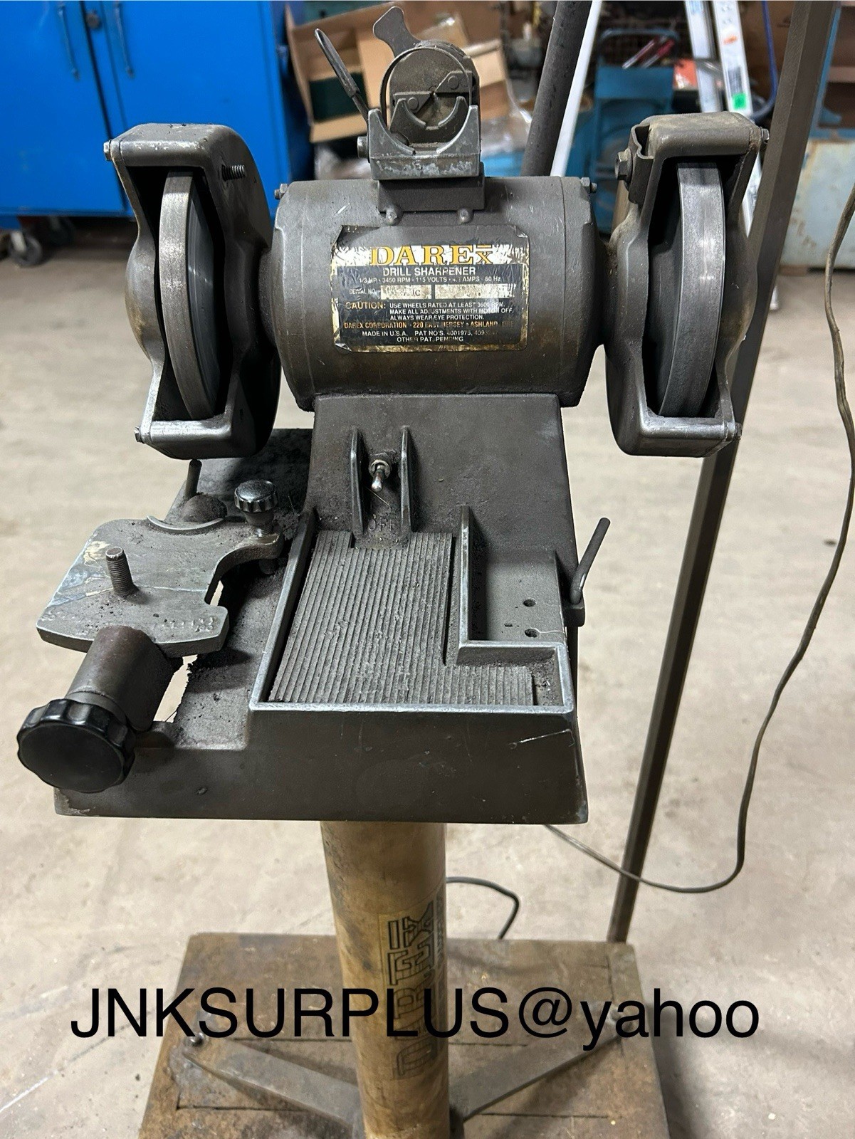 Darex Drill Sharpener 1/3 Hp 3450 Rpm Elevated Stand