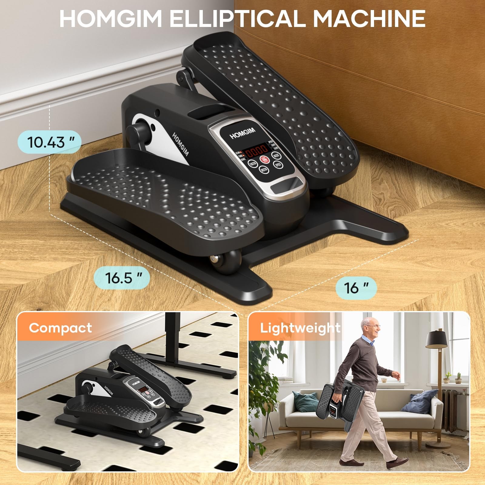 Under Desk Elliptical Machine - Quiet Motorized Leg Exerciser with Smart Remo...