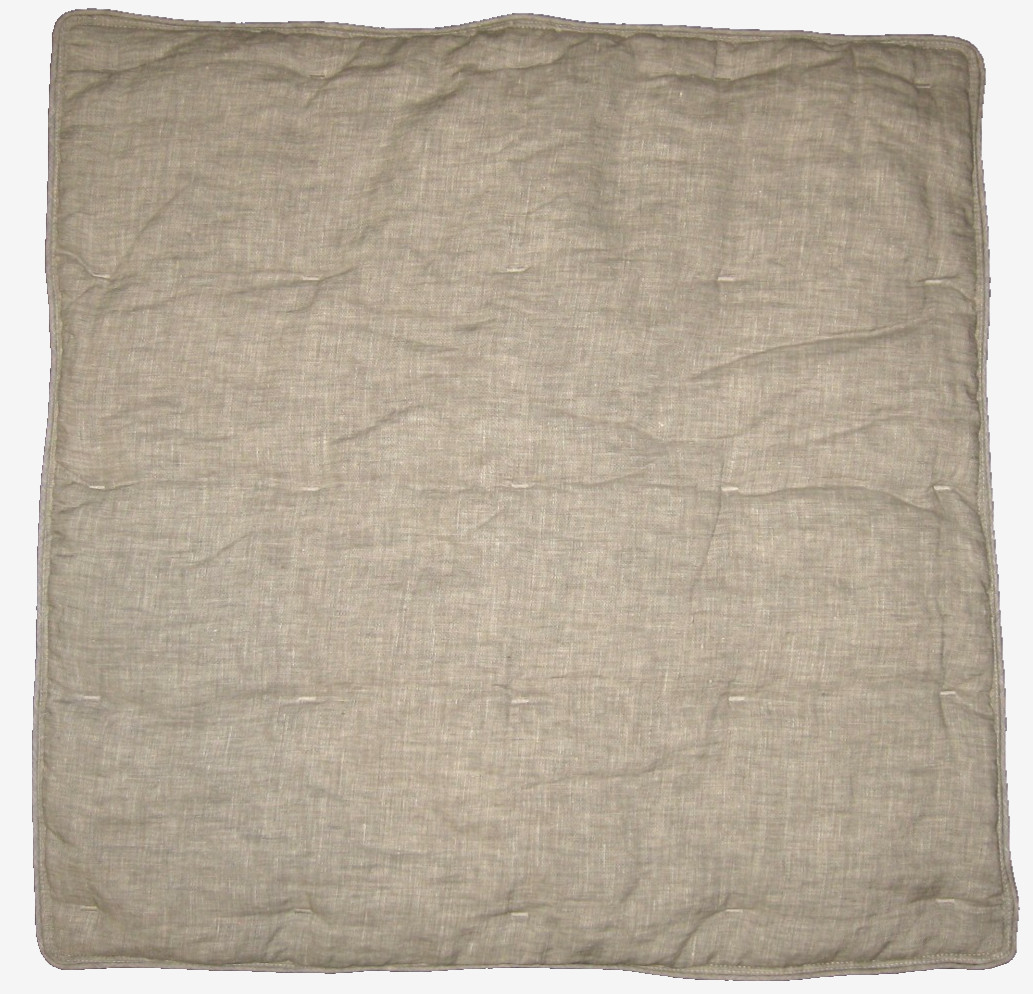 New POTTERY BARN Chambray Gray Belgian Flax Linen Quilted 26" Square Sham
