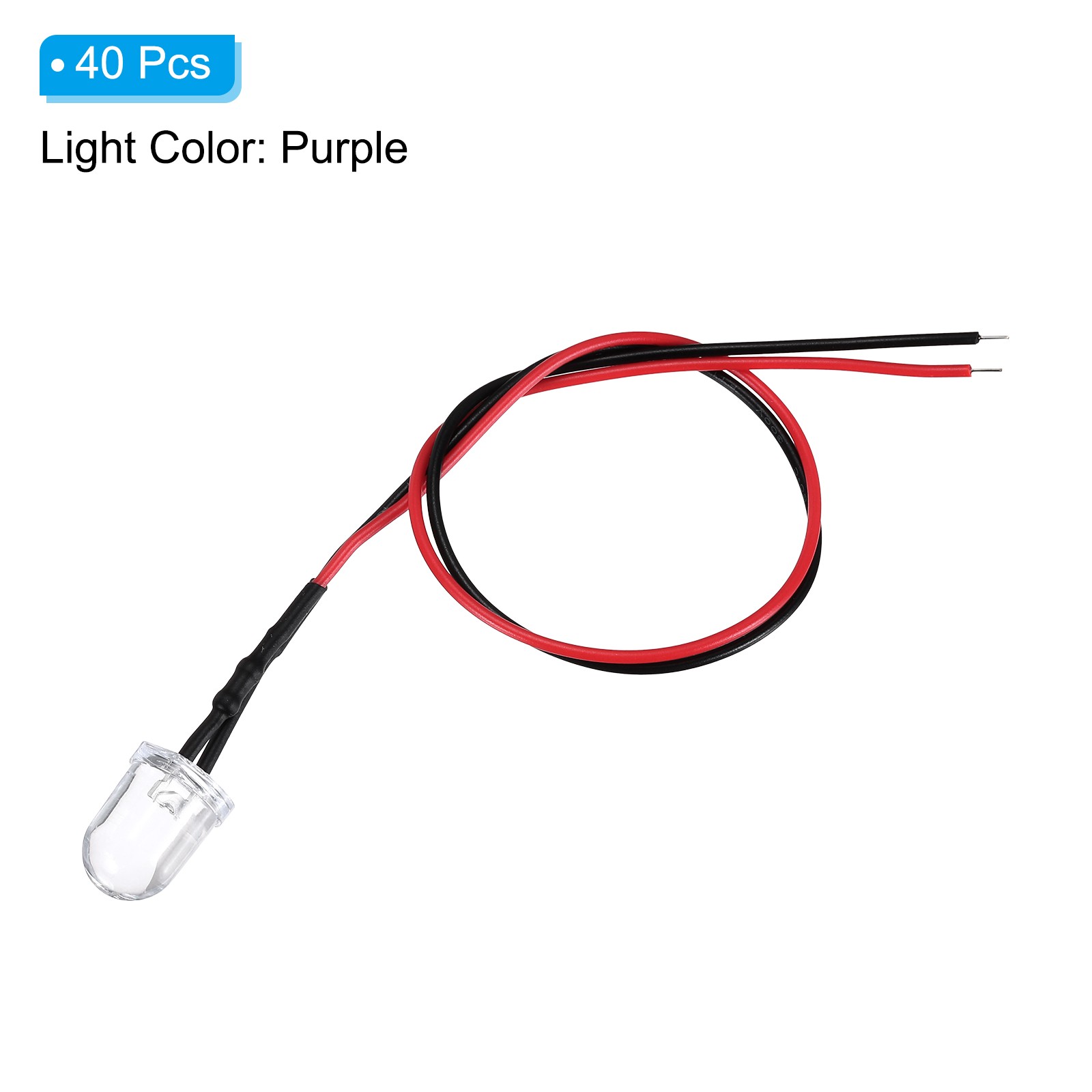 40 Pcs 3V DC 10mm LED Diode Light, Purple Light