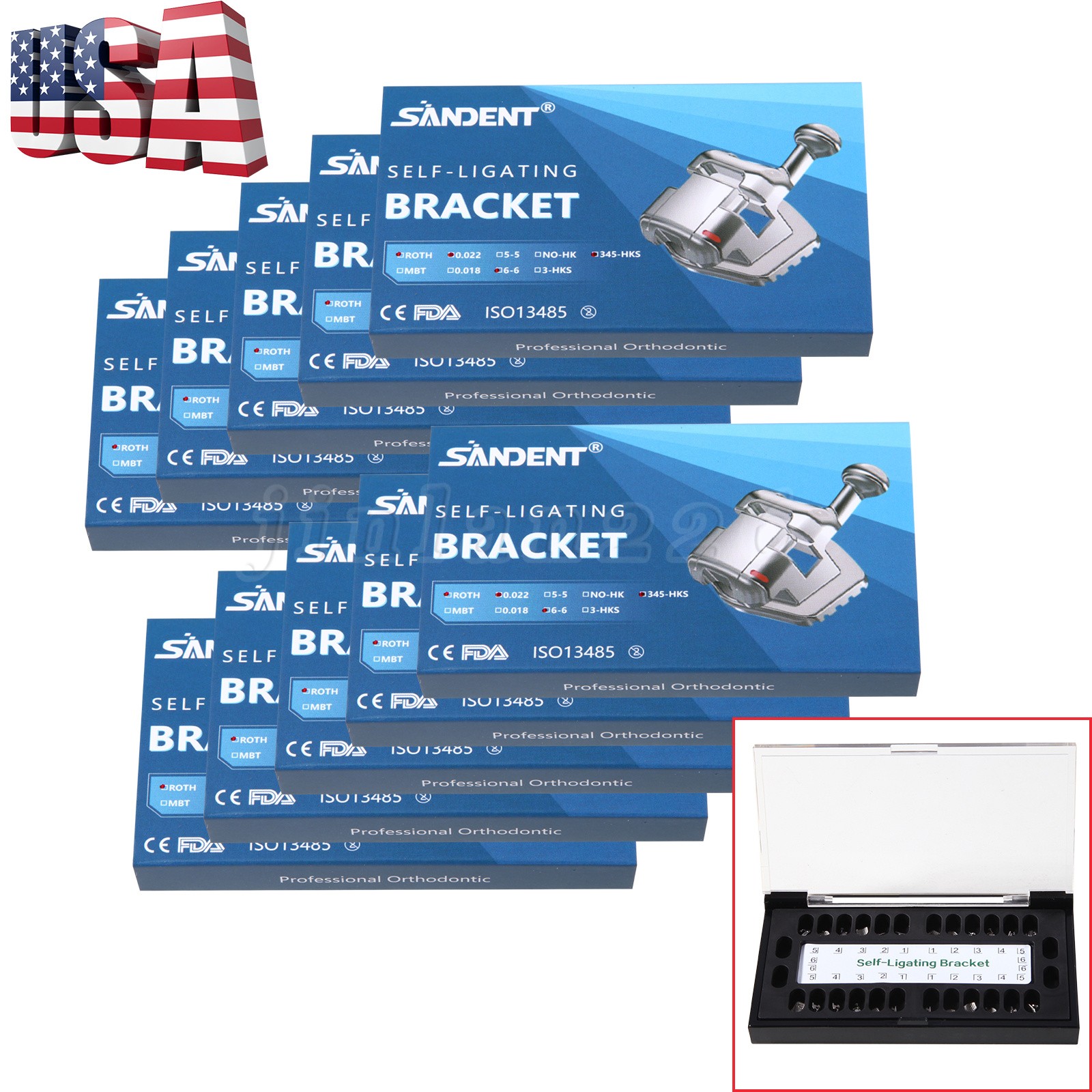 Dental Orthodontic Self-Ligating Brackets Braces Roth 022 Hooks 345&Buccal Tubes