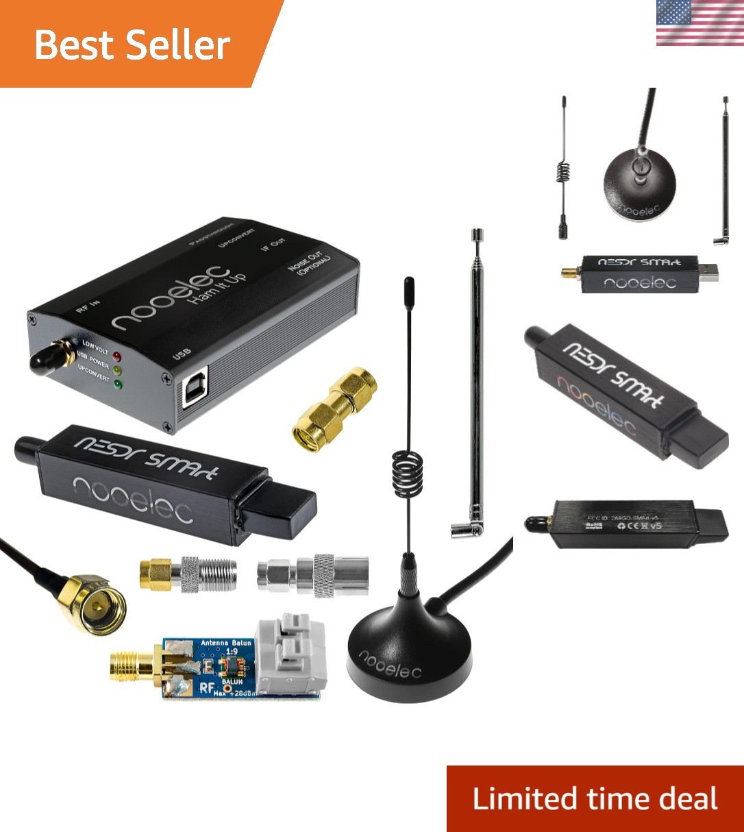 NESDR Smart HF Bundle: 100kHz-1.7GHz Software Defined Radio Set for HF/UHF/VH...