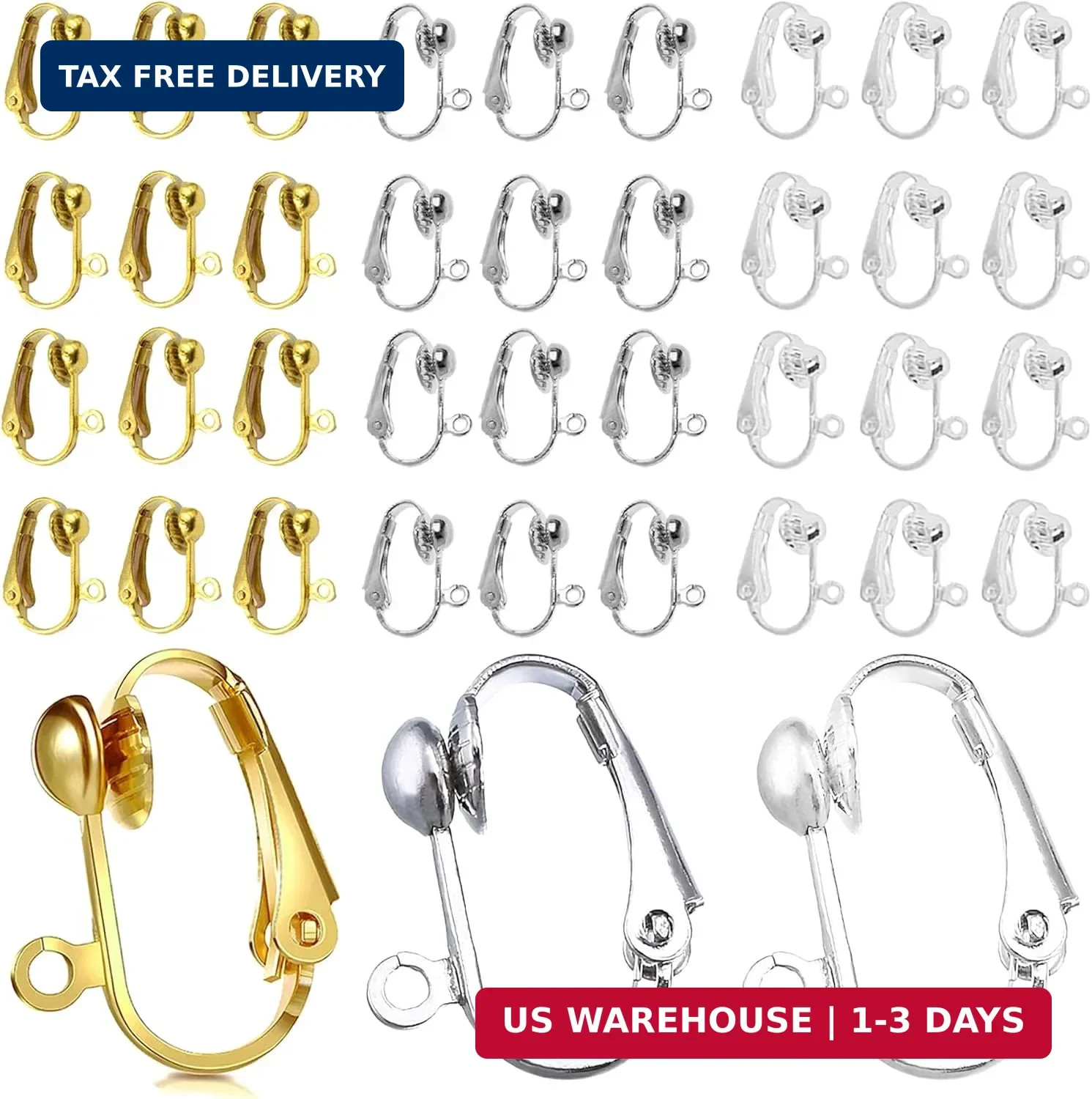 36 Pack Clip-on Earring Converter with Easy Open Loop, Pierced to Clip-on Earrin