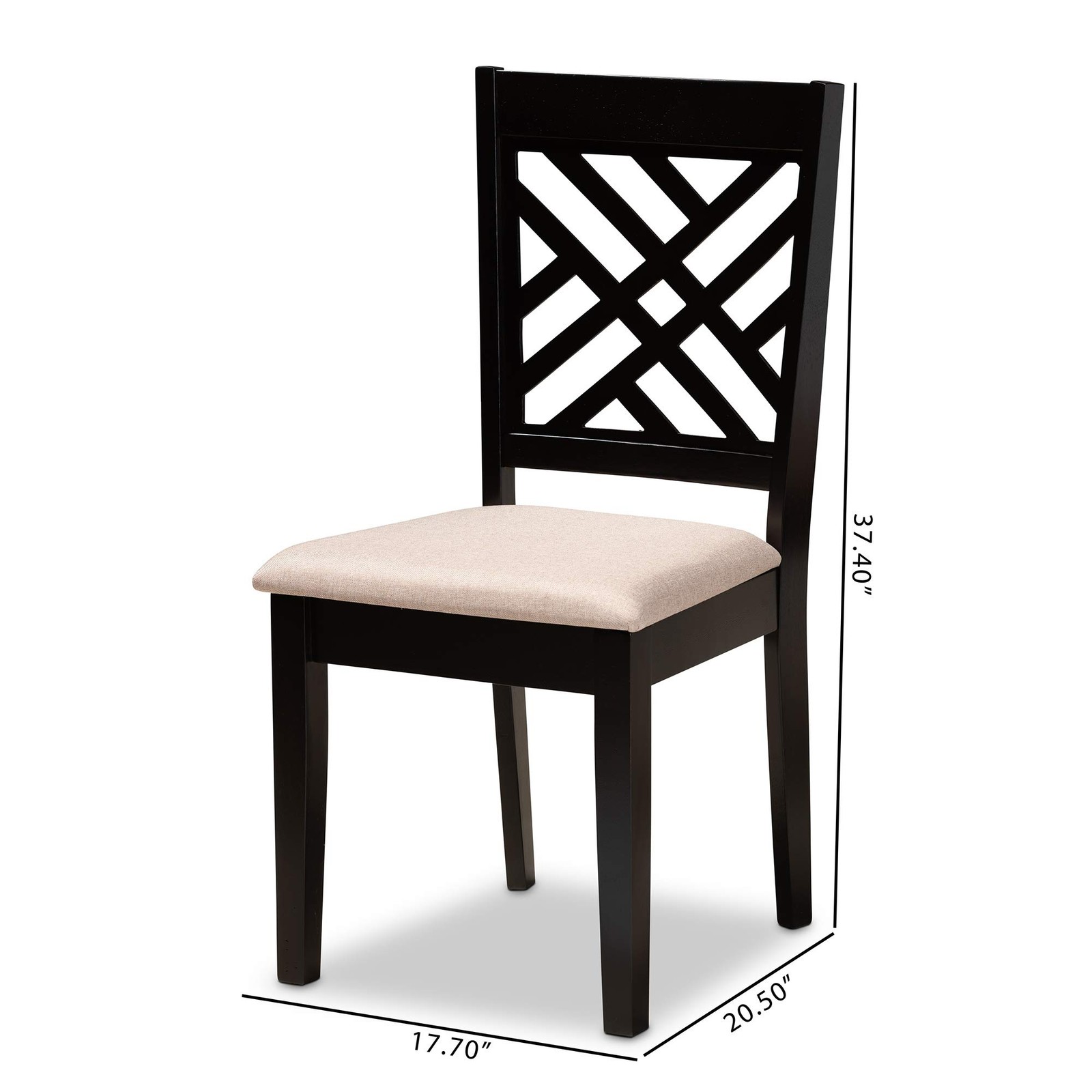 Baxton Studio Fallon Dining Chair Set - Sand Fabric Upholstered,