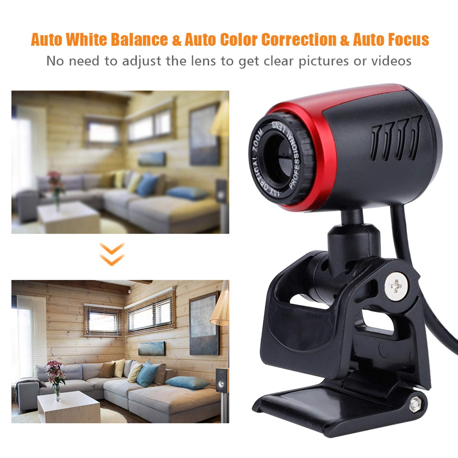 Web Camera 360 Degree Video Laptop Plug Play, USB 2.0 Computer PC 640 x 480